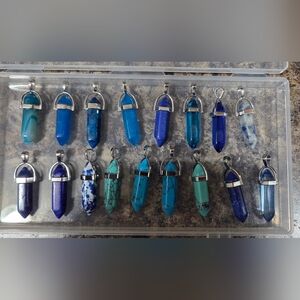 Variety Multi Colored Healing/chakra Bullet Pendents W/ 20in Cord Clasp